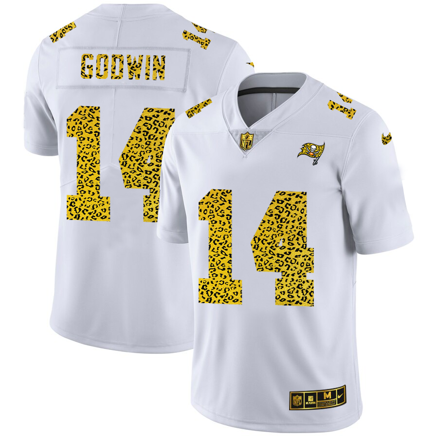 Tampa Bay Buccaneers #14 Chris Godwin Men Nike Flocked Leopard Print Vapor Limited NFL Jersey White